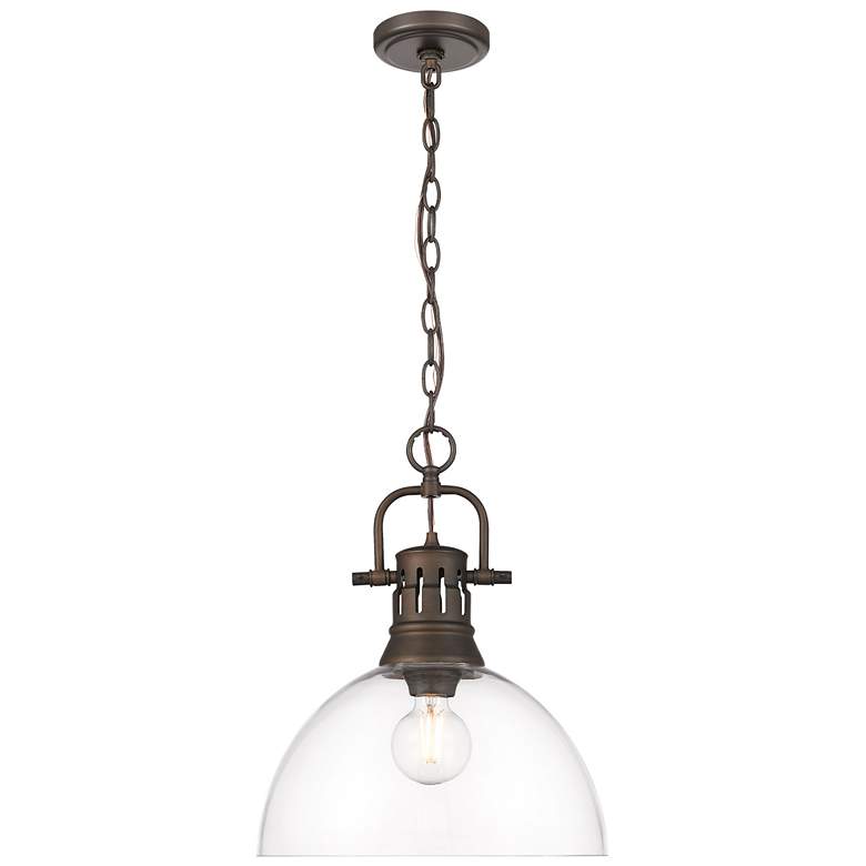 Image 1 Duncan 1-Light Pendant with Chain in Rubbed Bronze with Clear Glass