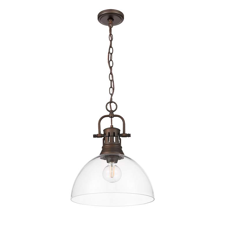 Image 2 Duncan 1-Light Pendant with Chain in Rubbed Bronze with Clear Glass more views