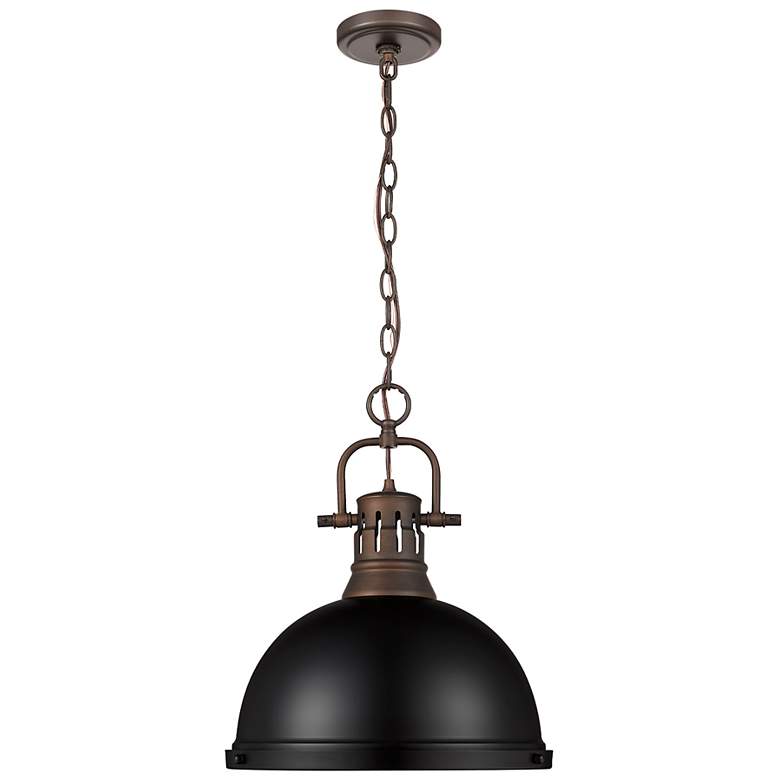 Image 1 Duncan 1-Light Pendant with Chain in Rubbed Bronze with Matte Black