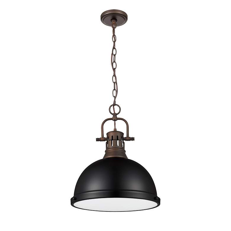 Image 2 Duncan 1-Light Pendant with Chain in Rubbed Bronze with Matte Black more views