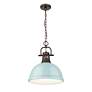 Thumbnail3 of Duncan 1-Light Pendant with Chain in Rubbed Bronze with Seafoam more views