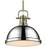 Thumbnail1 of Duncan 1-Light Pendant with Rod in Aged Brass with Chrome
