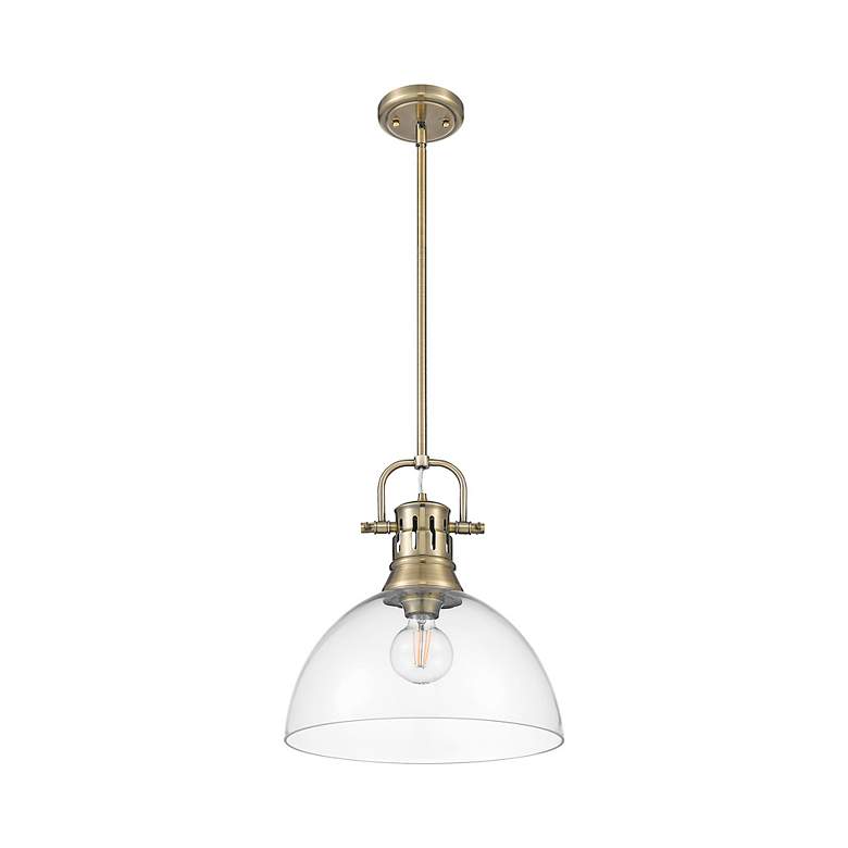 Image 2 Duncan 1-Light Pendant with Rod in Aged Brass with Clear Glass more views