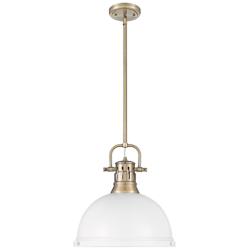 Duncan 1-Light Pendant with Rod in Aged Brass with Matte White