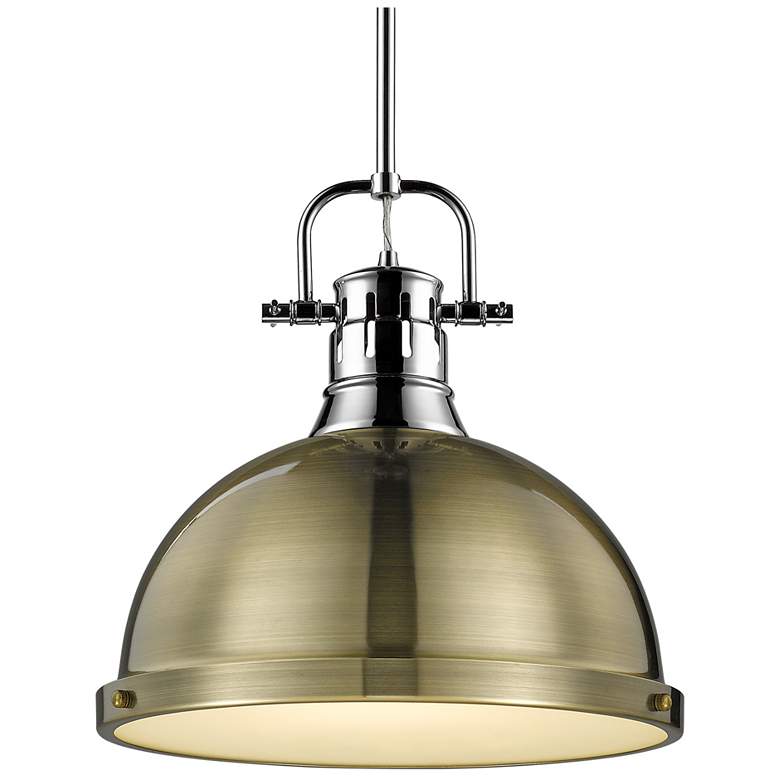 Image 1 Duncan 1-Light Pendant with Rod in Chrome with Aged Brass