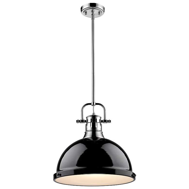 Image 1 Duncan 1-Light Pendant with Rod in Chrome with Black