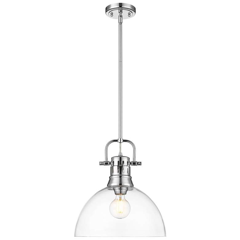 Image 1 Duncan 1-Light Pendant with Rod in Chrome with Clear Glass