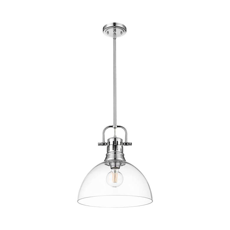 Image 2 Duncan 1-Light Pendant with Rod in Chrome with Clear Glass more views
