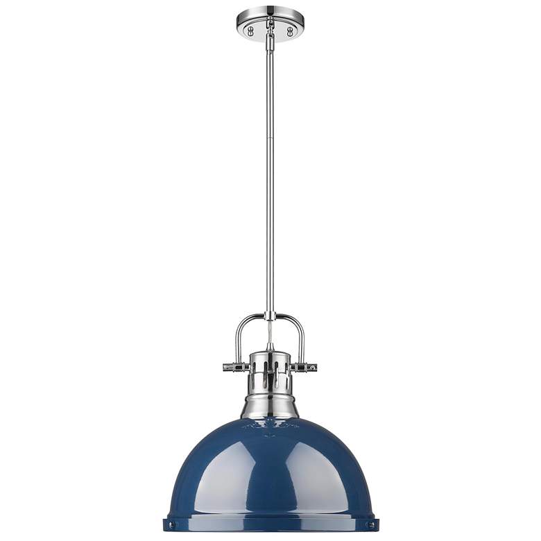 Image 1 Duncan 1-Light Pendant with Rod in Chrome with Matte Navy