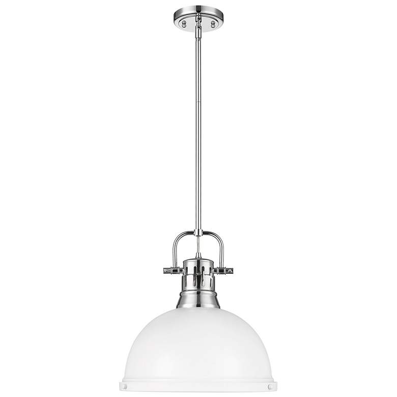 Image 1 Duncan 1-Light Pendant with Rod in Chrome with Matte White
