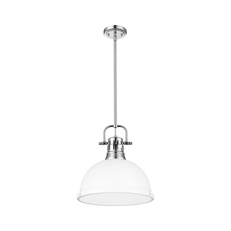 Image 2 Duncan 1-Light Pendant with Rod in Chrome with Matte White more views