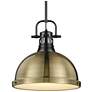 1_Duncan 1-Light Pendant with Rod in Matte Black with Aged Brass