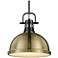 Duncan 1-Light Pendant with Rod in Matte Black with Aged Brass