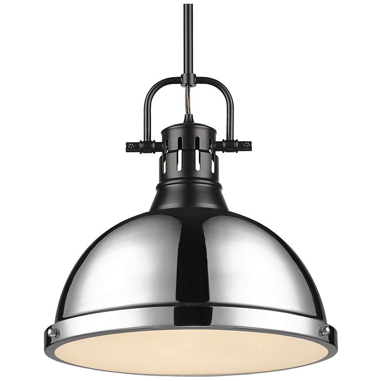 Image 1 Duncan 1-Light Pendant with Rod in Matte Black with Chrome