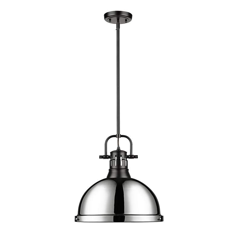 Image 2 Duncan 1-Light Pendant with Rod in Matte Black with Chrome more views