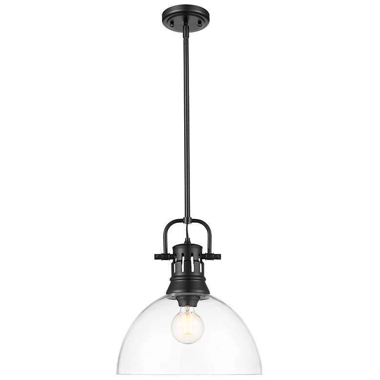 Image 1 Duncan 1-Light Pendant with Rod in Matte Black with Clear Glass