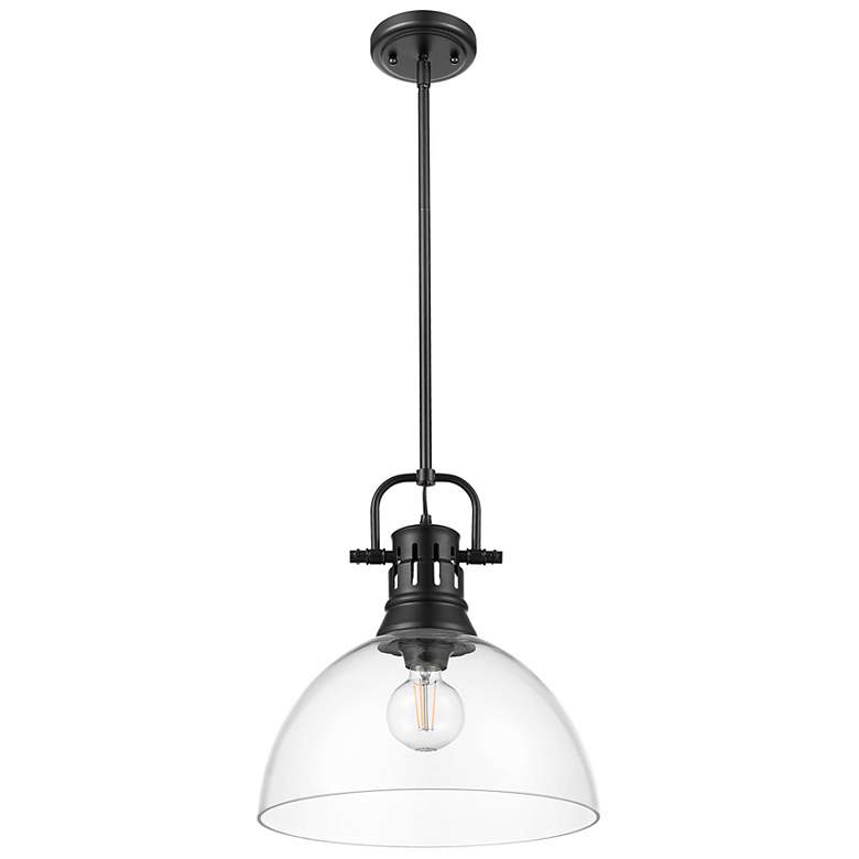 Image 2 Duncan 1-Light Pendant with Rod in Matte Black with Clear Glass more views