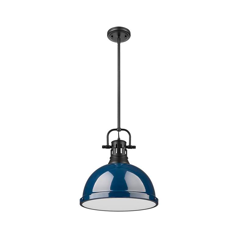 Image 2 Duncan 1-Light Pendant with Rod in Matte Black with Matte Navy more views