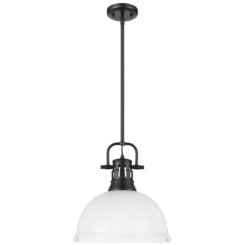 Image 1 Duncan 1-Light Pendant with Rod in Matte Black with Matte White