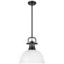 1_Duncan 1-Light Pendant with Rod in Matte Black with Matte White