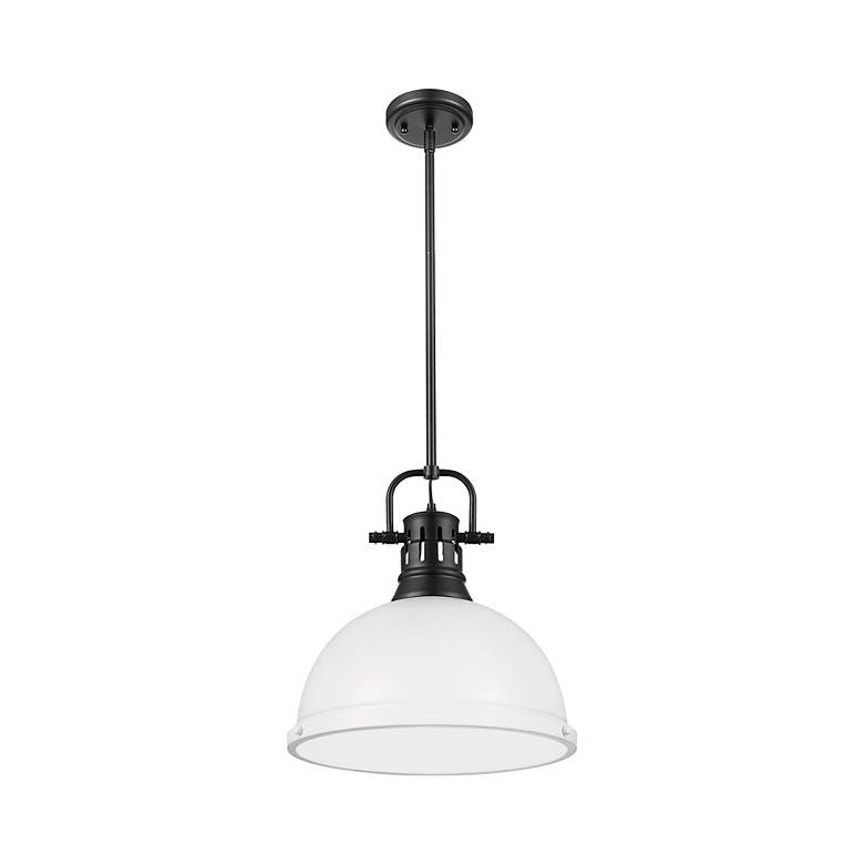 Image 2 Duncan 1-Light Pendant with Rod in Matte Black with Matte White more views