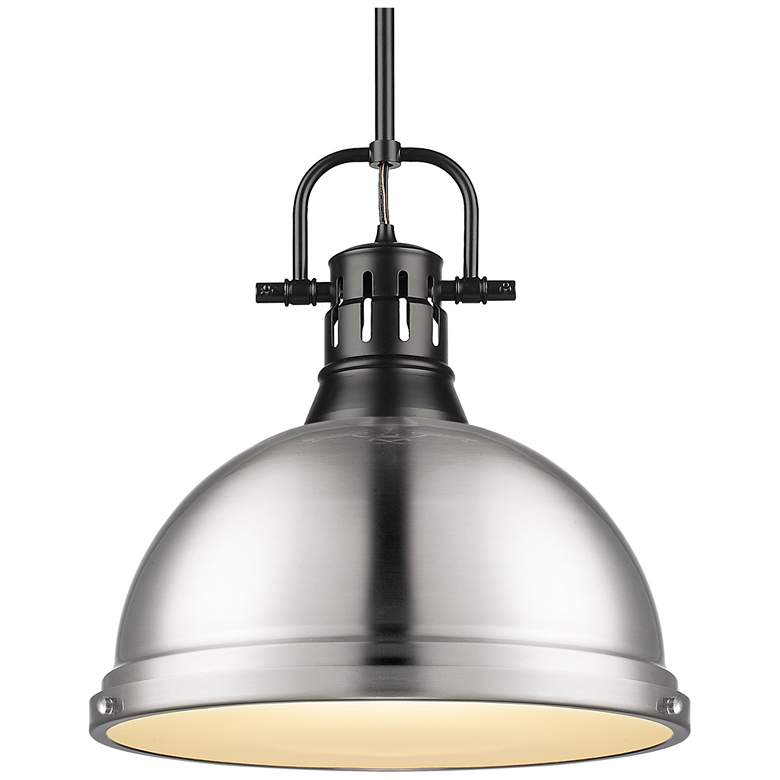 Image 1 Duncan 1-Light Pendant with Rod in Matte Black with Pewter