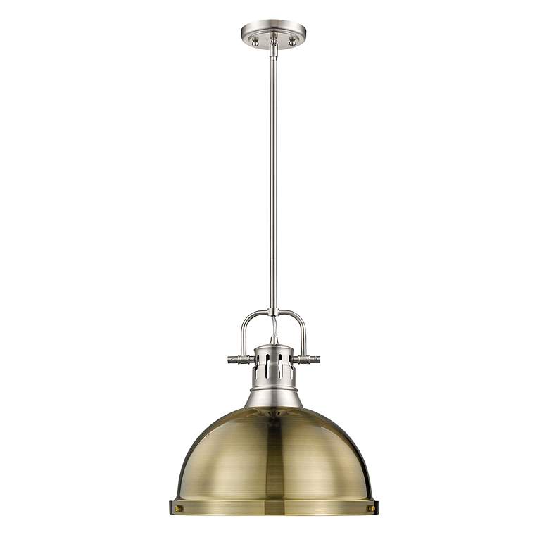 Image 2 Duncan 1-Light Pendant with Rod in Pewter with Aged Brass more views