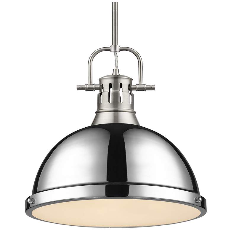 Image 1 Duncan 1-Light Pendant with Rod in Pewter with Chrome