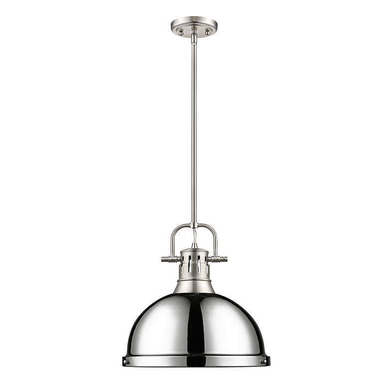 Image 2 Duncan 1-Light Pendant with Rod in Pewter with Chrome more views