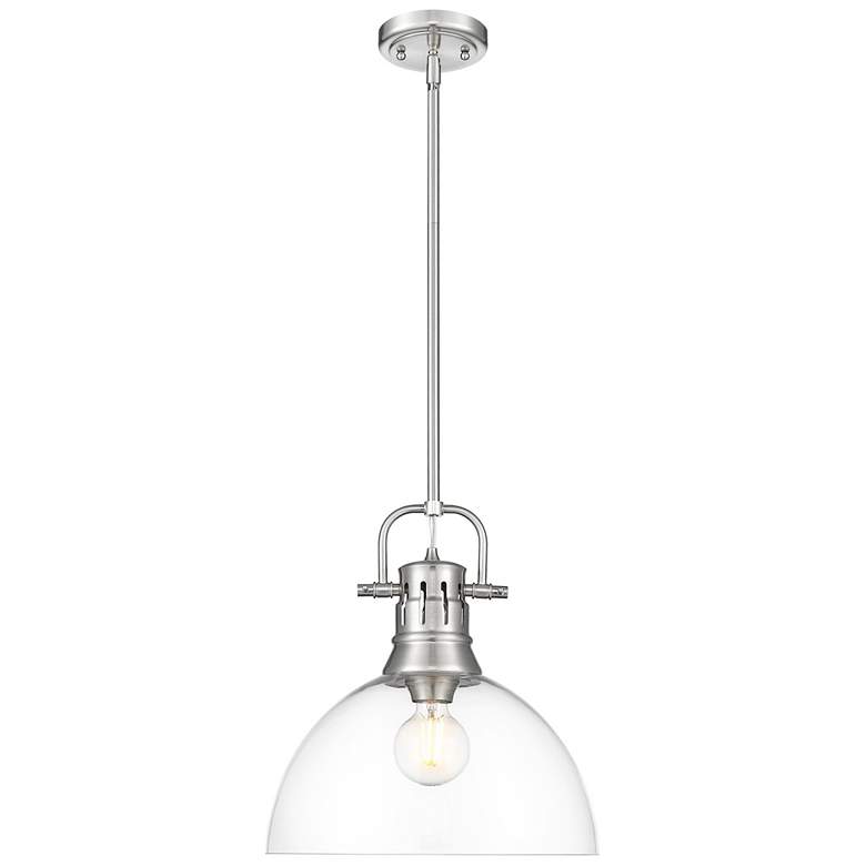 Image 1 Duncan 1-Light Pendant with Rod in Pewter with Clear Glass