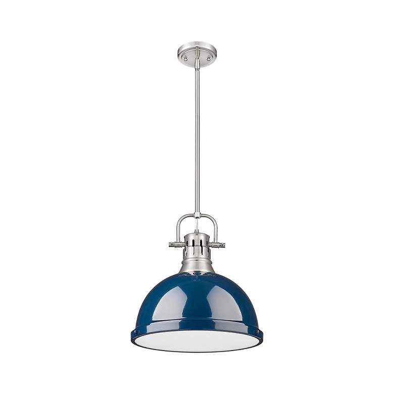 Image 2 Duncan 1-Light Pendant with Rod in Pewter with Matte Navy more views