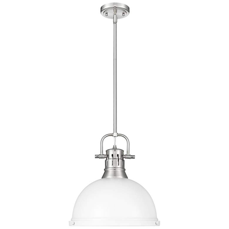 Image 1 Duncan 1-Light Pendant with Rod in Pewter with Matte White