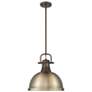 1_Duncan 1-Light Pendant with Rod in Rubbed Bronze with Aged Brass