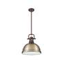 Thumbnail3 of Duncan 1-Light Pendant with Rod in Rubbed Bronze with Aged Brass more views