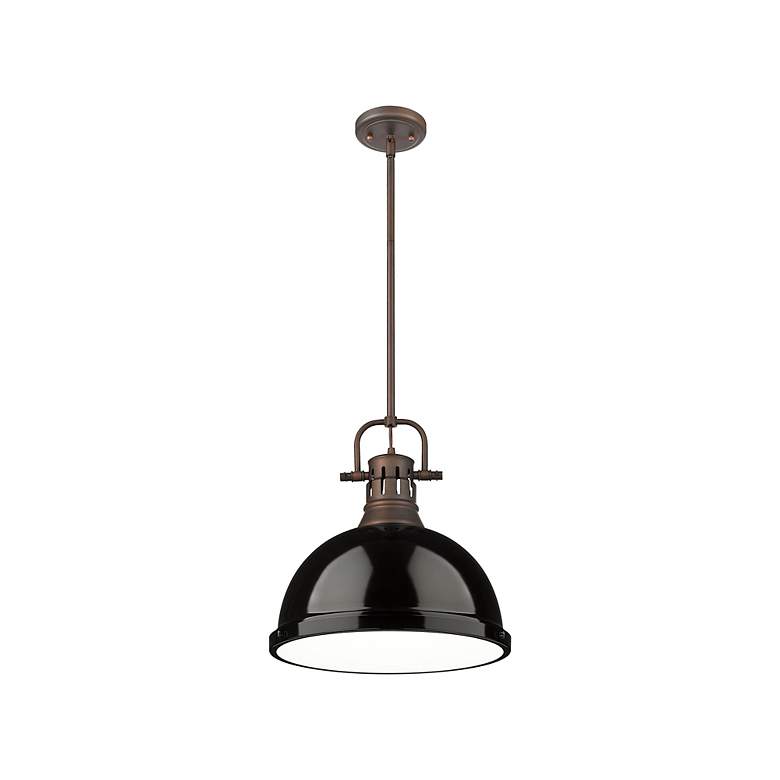 Image 2 Duncan 1-Light Pendant with Rod in Rubbed Bronze with Black more views