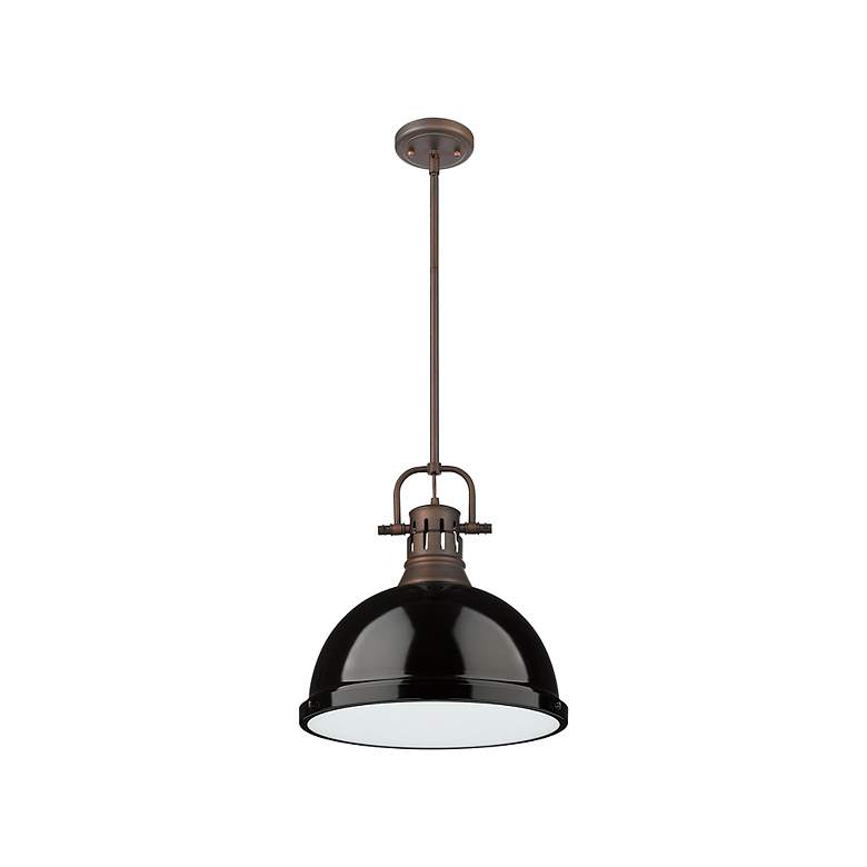 Image 3 Duncan 1-Light Pendant with Rod in Rubbed Bronze with Black more views
