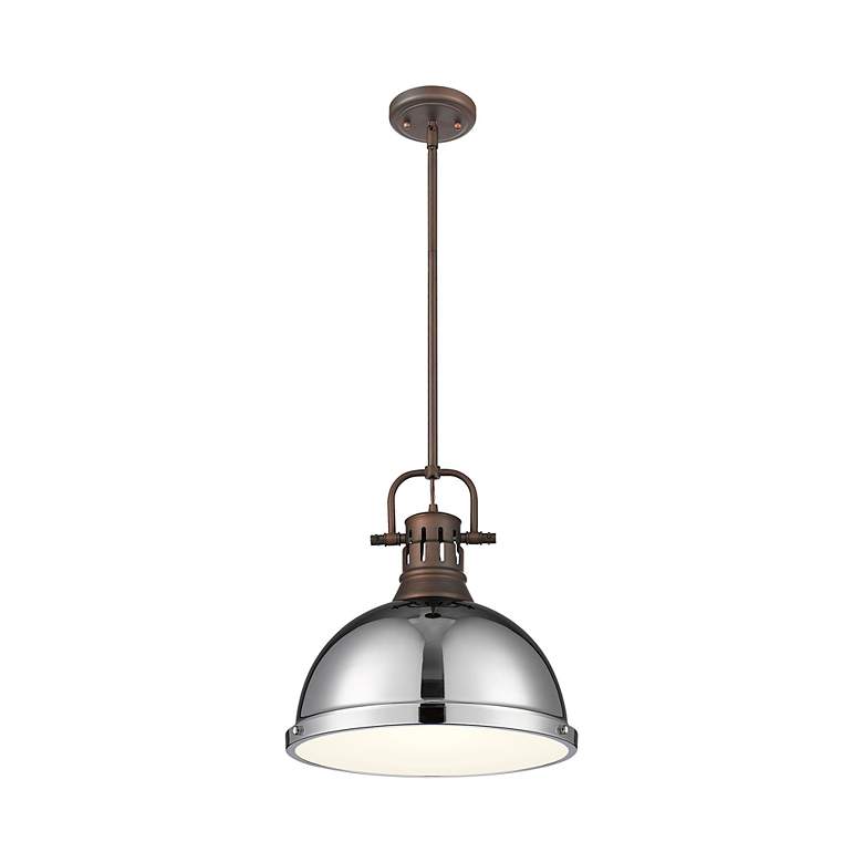 Image 2 Duncan 1-Light Pendant with Rod in Rubbed Bronze with Chrome more views
