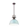 2_Duncan 1-Light Pendant with Rod in Rubbed Bronze with Seafoam more views