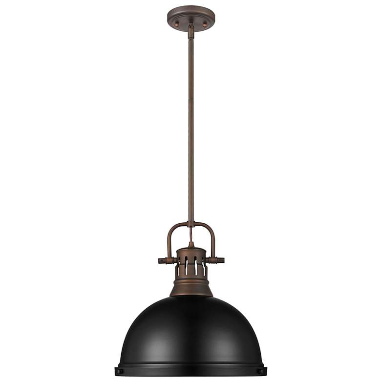 Image 1 Duncan 13 3/4"W Rubbed Bronze and Matte Black Pendant Light