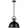 Duncan 13 3/4"W Rubbed Bronze and Matte Black Pendant Light