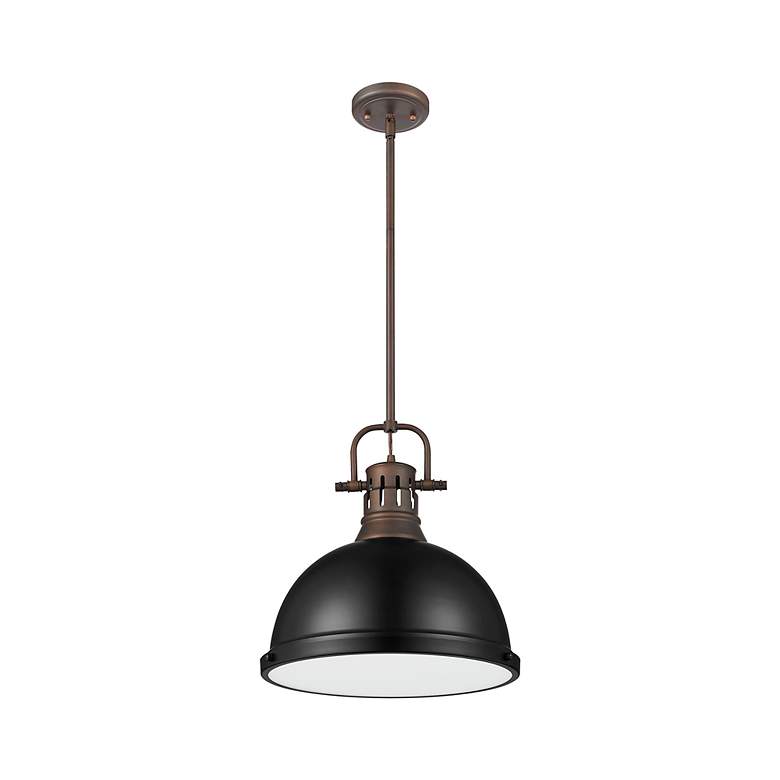 Image 2 Duncan 13 3/4"W Rubbed Bronze and Matte Black Pendant Light more views