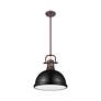 2_Duncan 13 3/4"W Rubbed Bronze and Matte Black Pendant Light more views