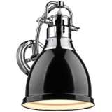 Duncan 13&quot; High Gloss Black Shade Chrome Wall Sconce