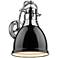 Duncan 13" High Gloss Black Shade Chrome Wall Sconce