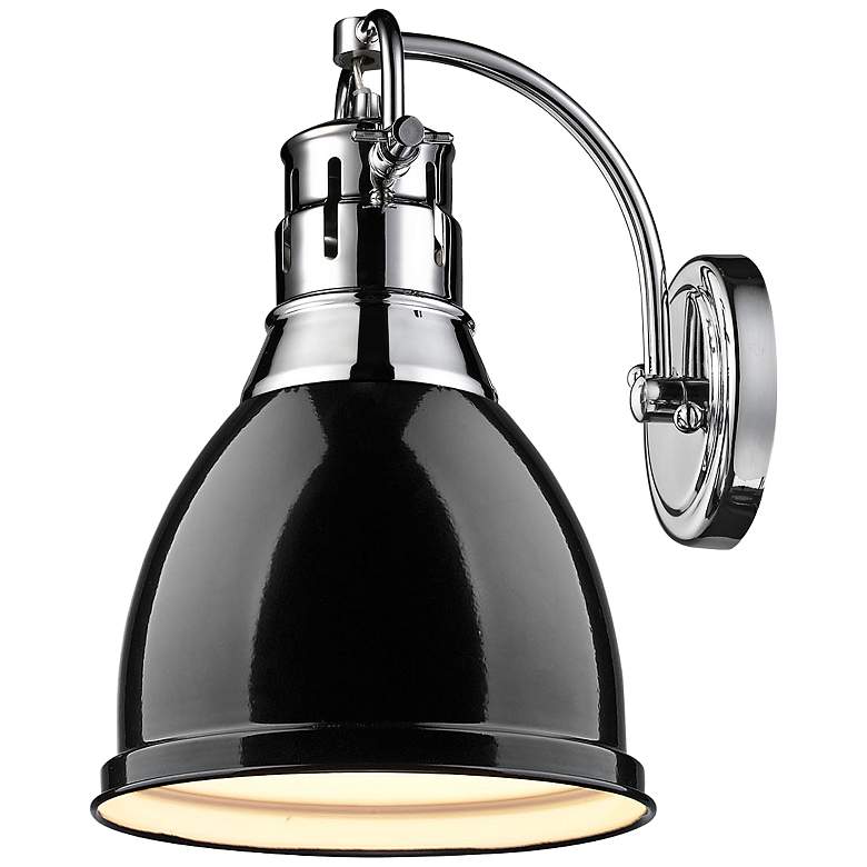 Duncan 13&quot; High Gloss Black Shade Chrome Wall Sconce more views