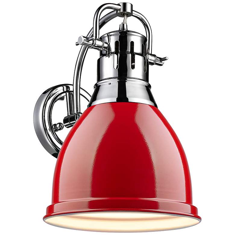 Image 1 Duncan 13 inch High Gloss Red Shade Chrome Wall Sconce