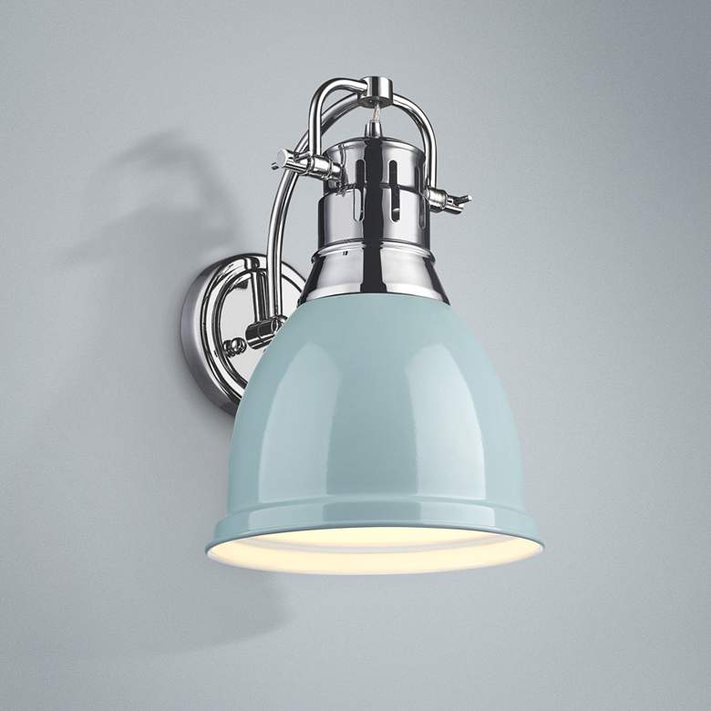 Image 1 Duncan 13" High Gloss Seafoam Shade Chrome Wall Sconce