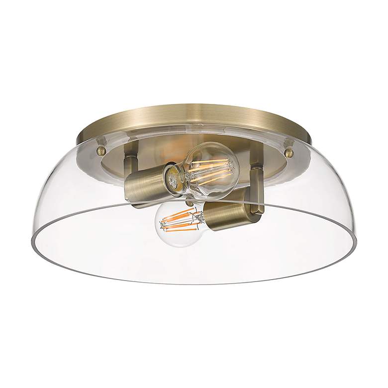 Image 2 Duncan 14" Flush Mount in Aged Brass with Clear Glass more views