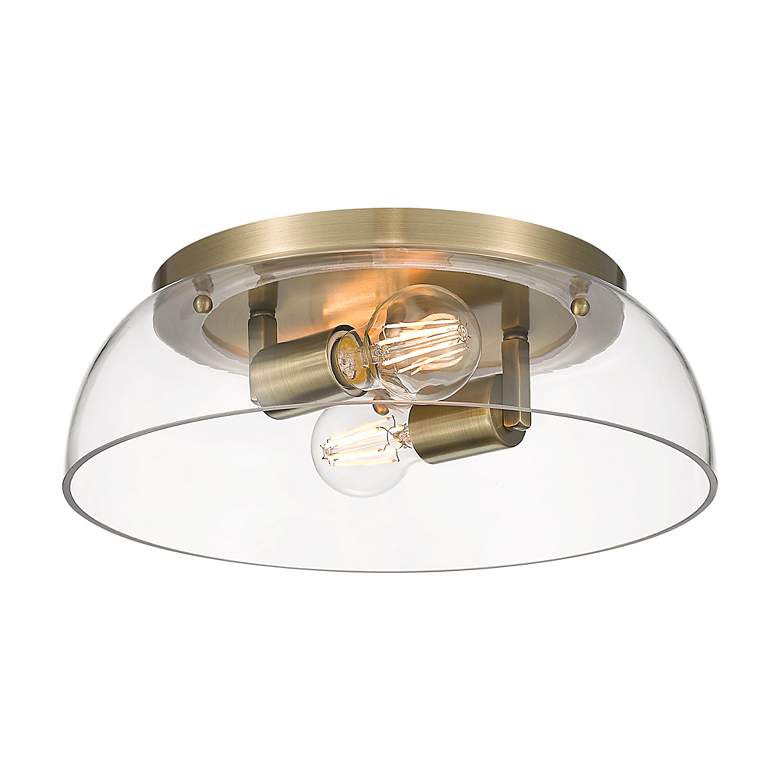 Image 3 Duncan 14" Flush Mount in Aged Brass with Clear Glass more views
