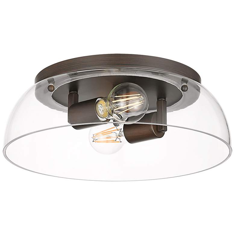 Image 3 Duncan 14" Flush Mount in Rubbed Bronze with Clear Glass more views